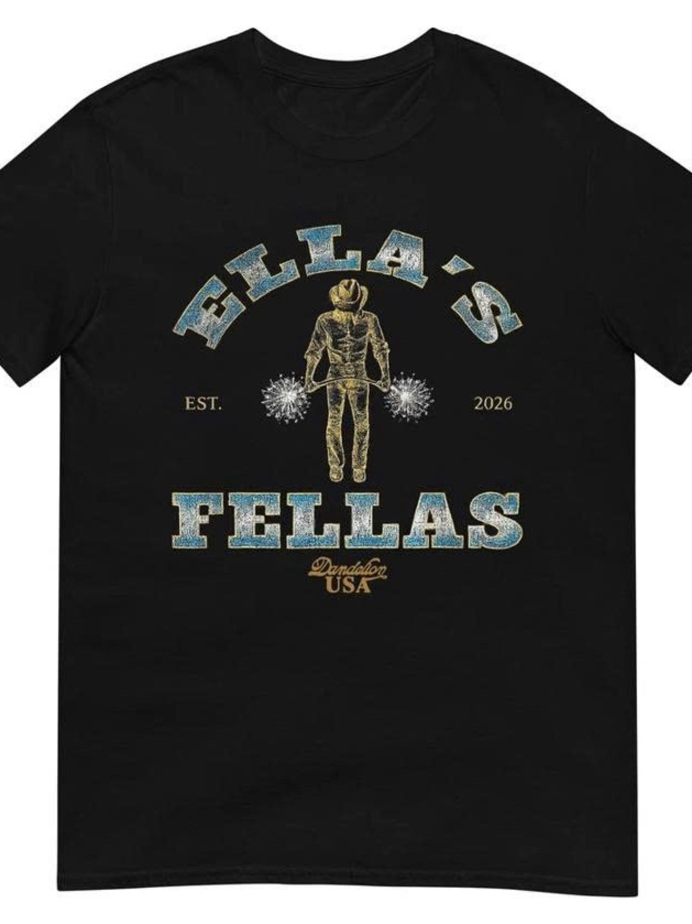 Ella's Fellas Black Graphic Crewneck T‑Shirt
